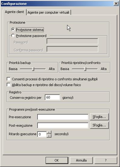 Configurazione dell'agente client per Windows 2.
