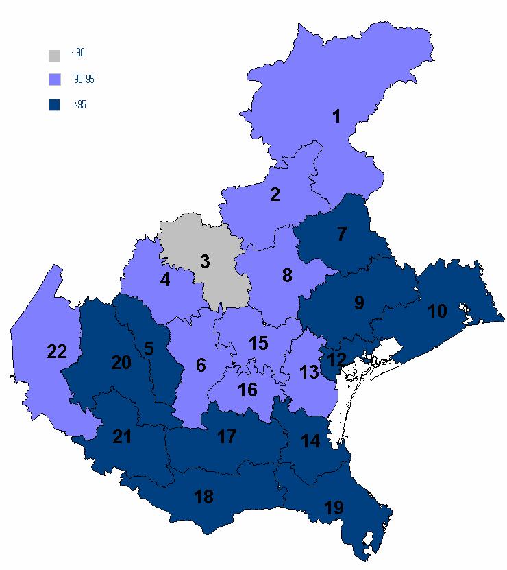 Confrontando i dati sulle coperture vaccinali per la prima dose di vaccino esavalente nell intera coorte di nati nel 2008 con quelli ottenuti durante la prima rilevazione condotta in seguito alla