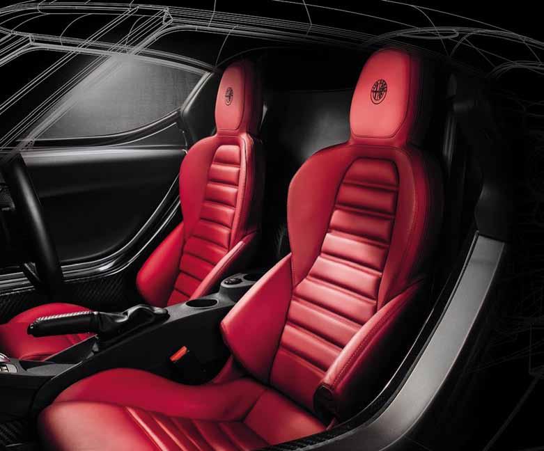 Per quanto riguarda la vettura 4C di Alfa Romeo si è occupato della prototipazione degli imbottiti in base al design ergonomico e alla sinergia con la struttura in fibra di carbonio.