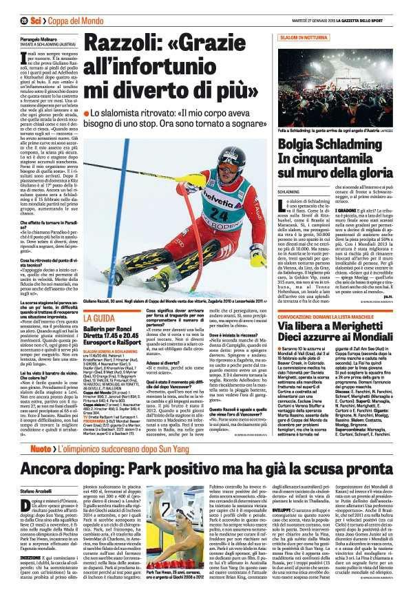 Pagina 28 La Gazzetta dello Sport Ancora doping: Park positivo ma ha già la scusa pronta STEFANO ARCOBELLI Doping e misteri d' Oriente.