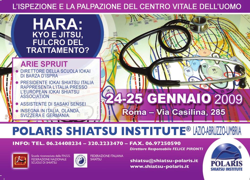 Seminari avanzati post diploma di SHIATSU e MOXA Responsabile didattico: Alessandro Mignanelli Il programma prevede integrazioni e approfondimenti di teoria e pratica, che permettono all operatore di