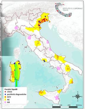 Casi Equini WNV in Italia.