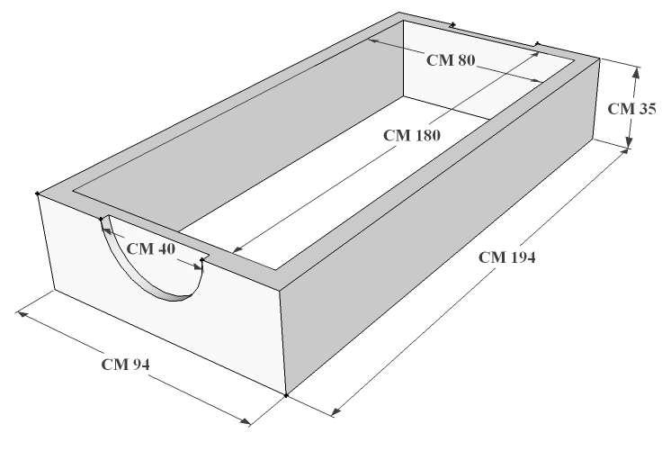 POZZETTO MULTI-SERVIZI 80 X 180 H 35 Pozzetto in cemento vibro-compresso dotato di idonea armatura e adatto per alloggiamento di più servizi, come ad esempio