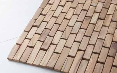 Foldable bathroom mat made in multicolour teakwood slats.