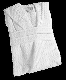 Bathrobe in 280 gr cotton decorated with honeycomb texture, finished with indanthrene treatment.