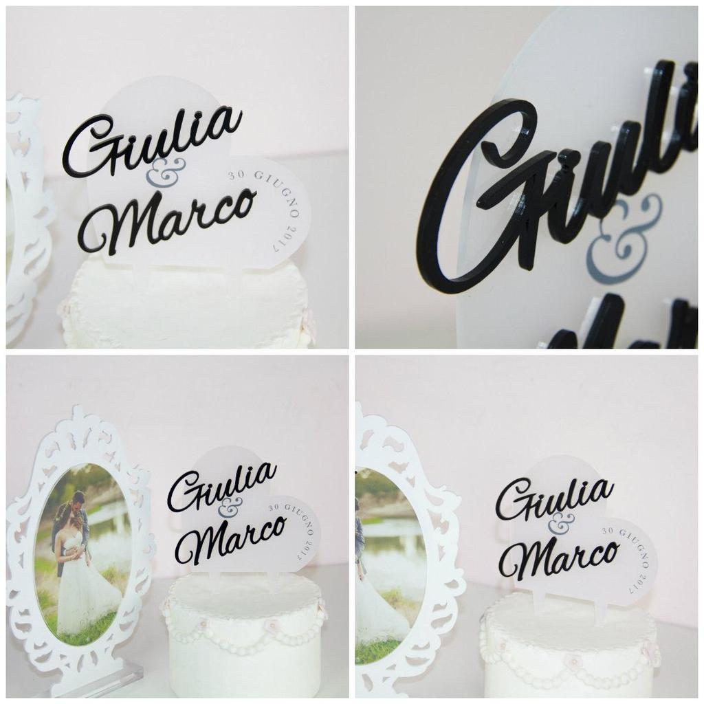 135.00 Cornice grande design elegante colore bianco lucido Cake Topper a