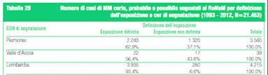 I mesoteliomi professionali in Italia Sorveglianza epidemiologica dal 1993 Registro nazionale dei mesoteliomi (ReNaM) presso INAIL Rete di centri operativi