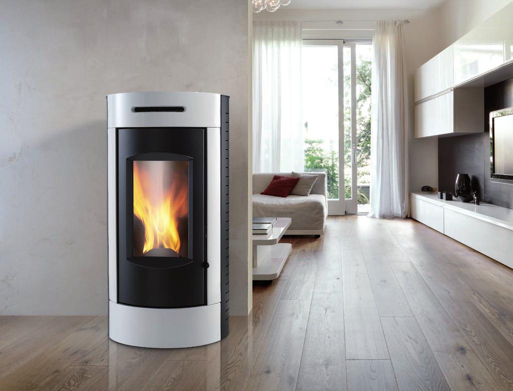 Bianco lucido Glossy white Bordeaux lucido Glossy burgundy Grigio Grey Avana Havana a pellet ad aria calda ventilata pellet with a system of forced convection a pellet ad aria