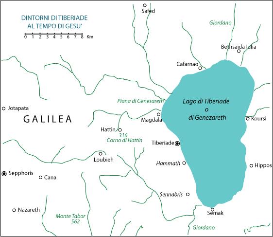 Lago di Tiberiade o di Genezareth o Mar di Galilea Il lago ha una lunghezza da nord a sud di 23 chilometri. La massima ampiezza si ha a nord con 13 chilometri. La profondità massima è di 48 metri.