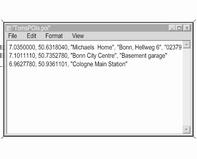 56 Navigazione Inserite i dati del POI nel file di testo nel seguente formato: Coordinata di longitudine, coordinata di latitudine, "Nome del POI", "Informazioni aggiuntive", "Numero di telefono"