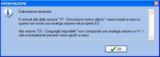 Duplica dati E0 su V1 (4 di 5) 8) Controllare i dati, assegnare il codice Aliquota e cliccare sul bottone:. Solitamente cod.