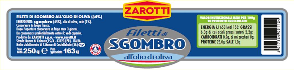 I Caso 1 - Filetti di sgombro all olio di oliva SpA Eliminato il