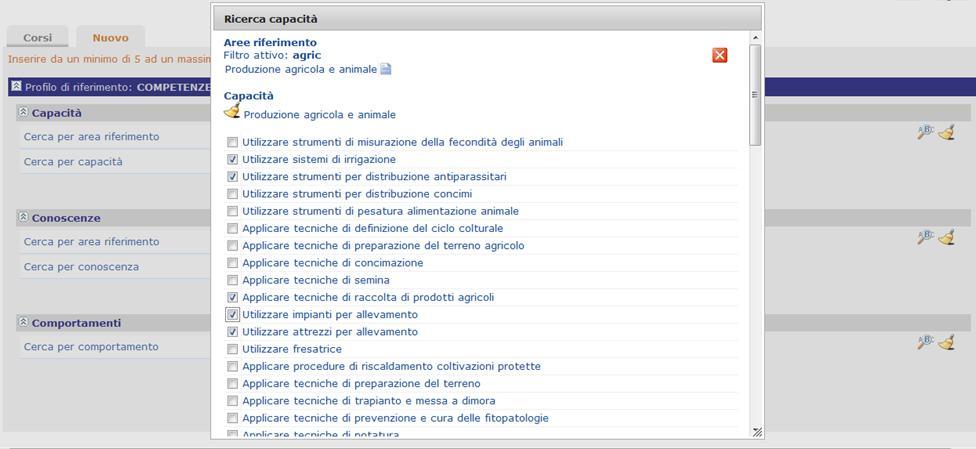 Inserire da un minimo di 5 ad un massimo di 15 tra capacità, conoscenze e comportamenti.