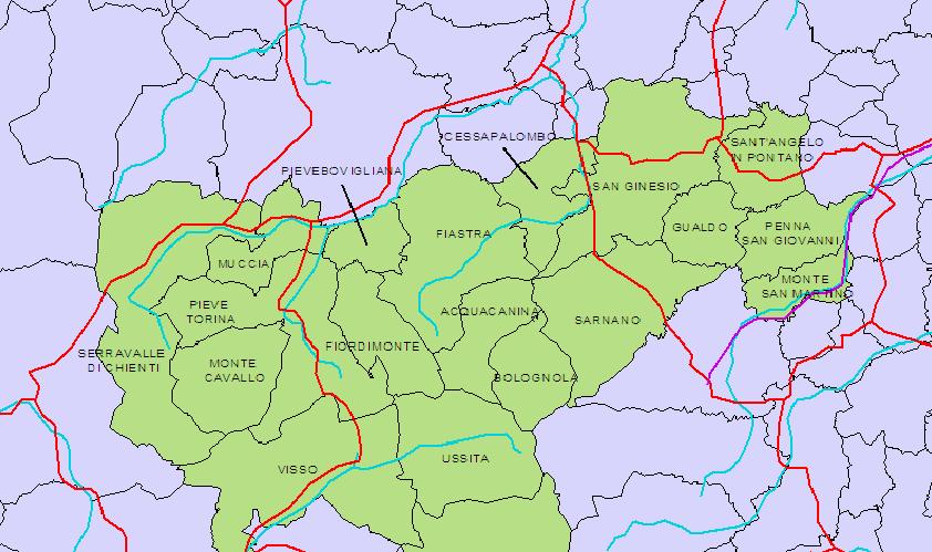 Area «Maceratese» L area interna Alto Maceratese (19 comuni, 19.000 residenti) ha per ora elaboratola Bozza di strategia.