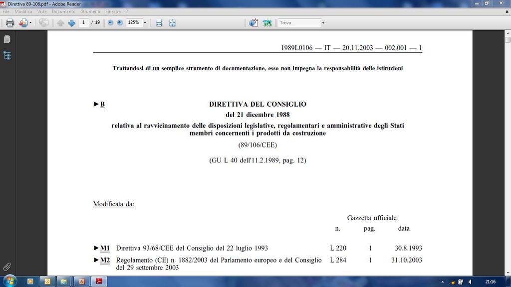 LA RIVOLUZIONE DEI CAVI Inquadramento Legislativo