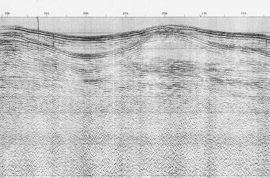 Esempio nello Stretto di Messina: il fondo mare, caratterizzato da alto coefficiente di riflessione, produce multiple semplici ( m : si notino le pendenze