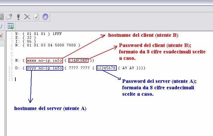 Nota 1: le password utente A e B nel file cwshare del dreambox B dovranno essere le stesse usate nel file cwshare del dreambox A.