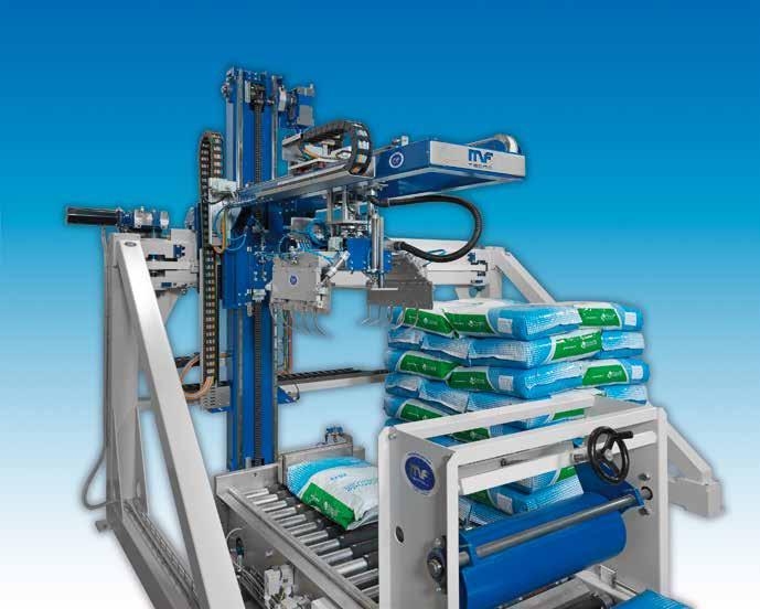 ROBOT DI PALLETTIZZAZIONE MONOBRACCIO SINGLE ARM PALLETIZING ROBOT ROBOT DI PALLETTIZZAZIONE MONOBRACCIO MF SMART 2 Il pallettizzatore robotizzato modello SMART è stato progettato appositamente per