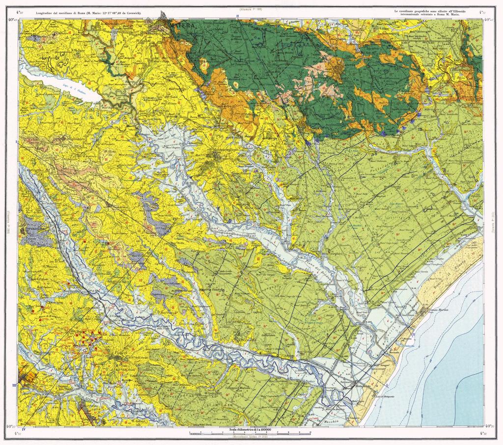 CARTA GEOLOGICA D ITALIA SCALA 1:100.