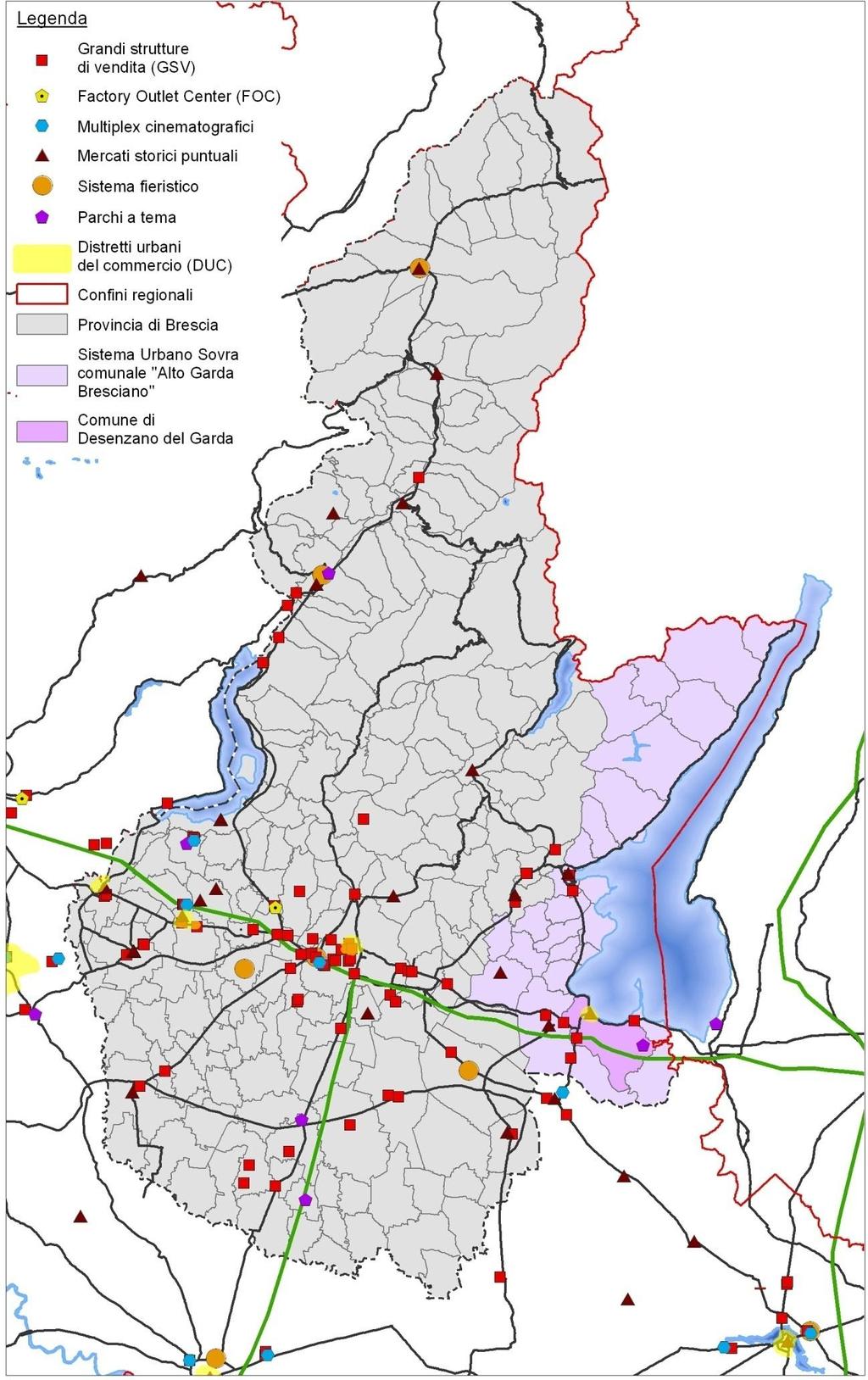 La figura seguente rappresenta la struttura di tali polarità presenti nel sistema sovra locale di riferimento, in cui sono evidenziati anche nuovi formati commerciali di derivazione britannica