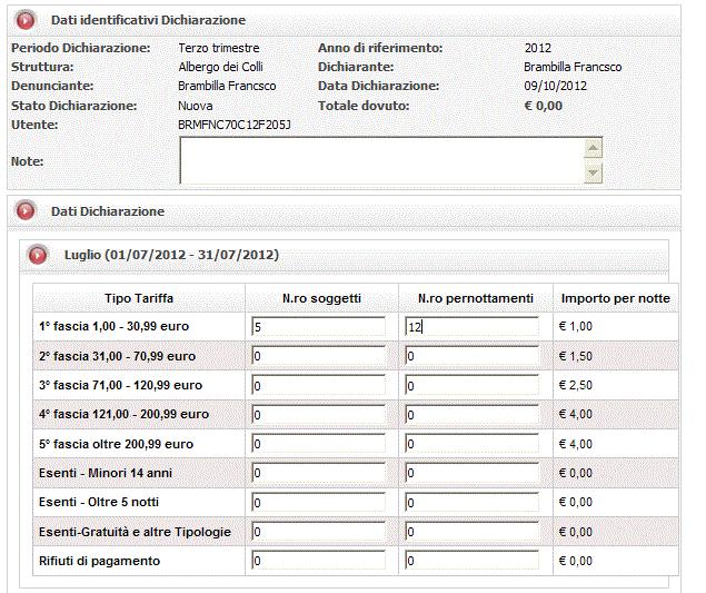 Cosa si deve dichiarare Il Gestore della struttura ricettiva deve dichiarare, con riferimento al mese solare e secondo i criteri definiti ai fini del calcolo dell Imposta di soggiorno: il numero di