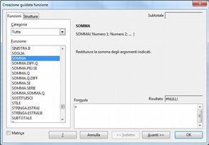 6.2. Le funzioni Questo pulsante permette di inserire calcoli più complessi, in cui compaiono delle funzioni (formule predefinite applicabili ad un insieme di valori).