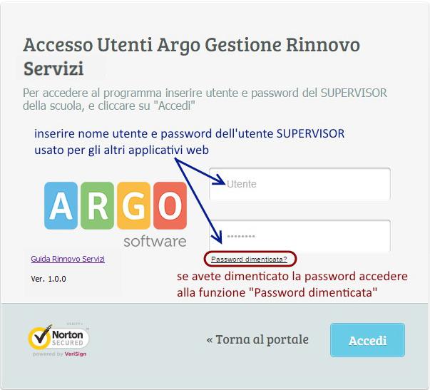 Nella maschera successiva inserire il nome utente del SUPERVISOR e cliccare su procedi.