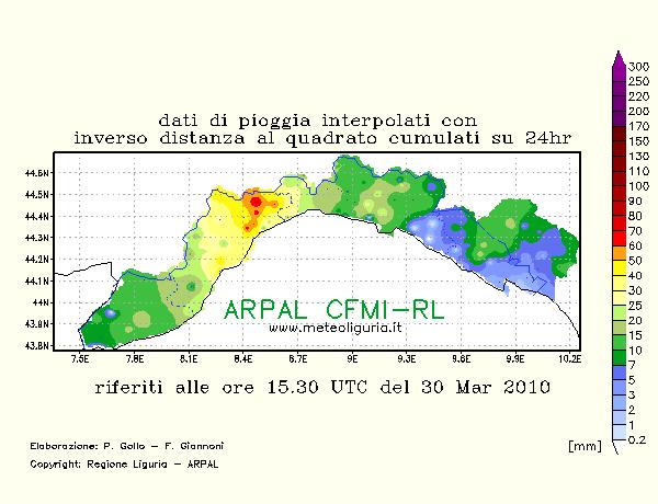 IMM 2: Dati di pioggia, cumulati su 2 ore. Fonte: www.meteoliguria.it. 1 Sereno al mattino con formazioni di cumuli temporaleschi, anche imponenti, nel pomeriggio.