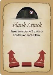 Una carta Comando Attacco di Fianco dà ordine a due unità nella sezione di sinistra del comandante di Corpo ed a due nella sezione destra.