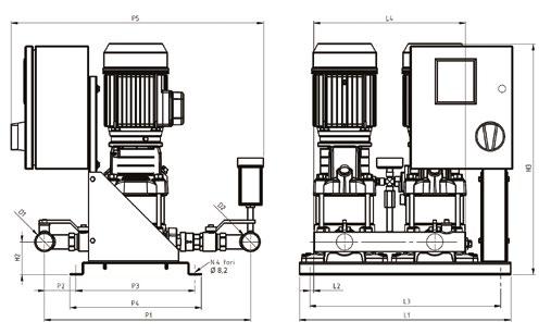 D1 D2 NOCCHI EASYBOOST - VLR 2B GRUPPI DI PRESSIONE CON COMANDO A PRESSOSTATI MISURE DI INGOMBRO E PESI DimensionI mm.