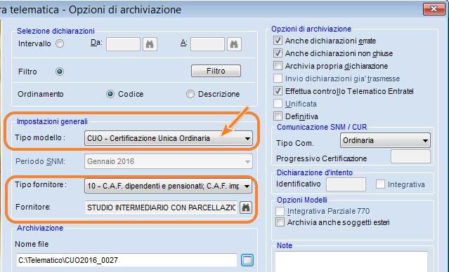 il tipo fornitore (per il servizio Entratel, normalmente corrisponde al 10, mentre per il FiscoOnLine corrisponde al cod.