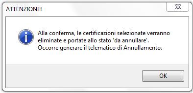 Stampa e invio telematico In CU Certificazione UNICA, la colonna Telematico assume lo stato "Da