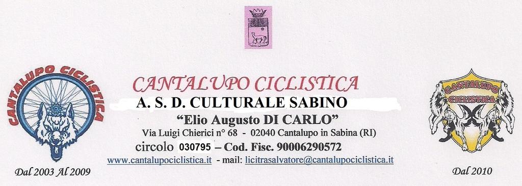 1 REGOLAMENTO FUNZIONALE Art. 1 - ELEMENTI CARATTERIZZANTI Il giorno 02 giugno 2003 si è costituita in Cantalupo in Sabina (Rieti) la Sezione Sportiva Amatoriale GRUPPO SPORTIVO CANTALUPO CICLISTICA.