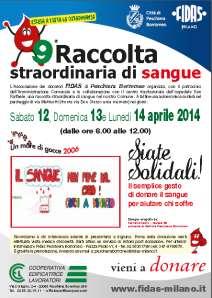 Borromeo nei prossimi mesi: 12, 13,14 aprile, raccolta straordinaria di sangue con BOBAB; 18 maggio Biciclettata del donatore 2014