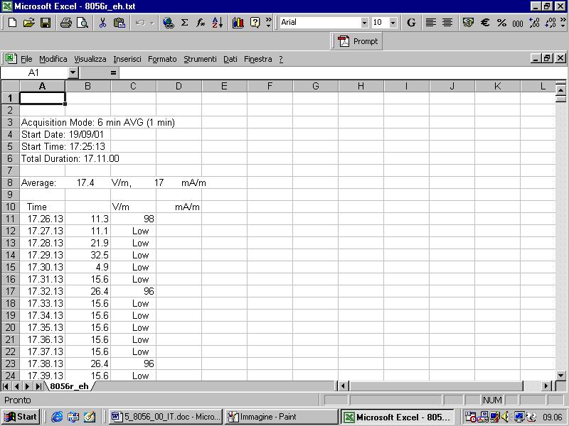 5.10 Trattamento dei dati con EXCEL I record salvati possono essere manipolati per mezzo di EXCEL o altri programmi di foglio elettronico.