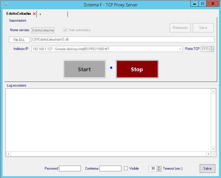 Quando tutti i parametri sono stati impostati, riavviando l applicazione Sistema F sulla macchina dove è presente