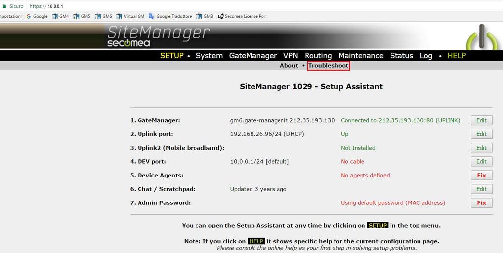 Guida analisi problemi connettività SiteManager Tra le novità introdotte nella versione di firmware 7.