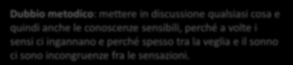 IL DUBBIO Le regole metodiche individuate da Cartesio non hanno in sé la propria ragion d essere anche se in matematica funzionano.