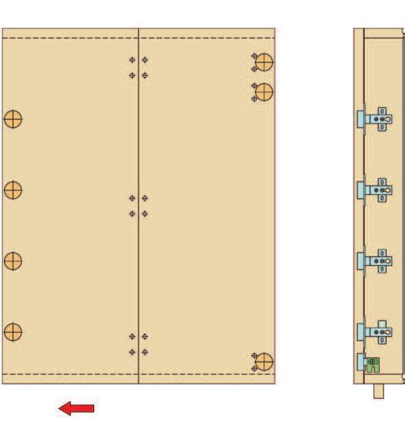 SERIES 0 The new folding door / Doors drilling CON GUID INFERIORE LL INTERNO DEL MOILE / WITH LOWER RUNNER INSIDE THE WRDROE 45 x Ø8x 92 Serie 0 45 x / With lower runner outside the wardrobe Ø8x 45 x