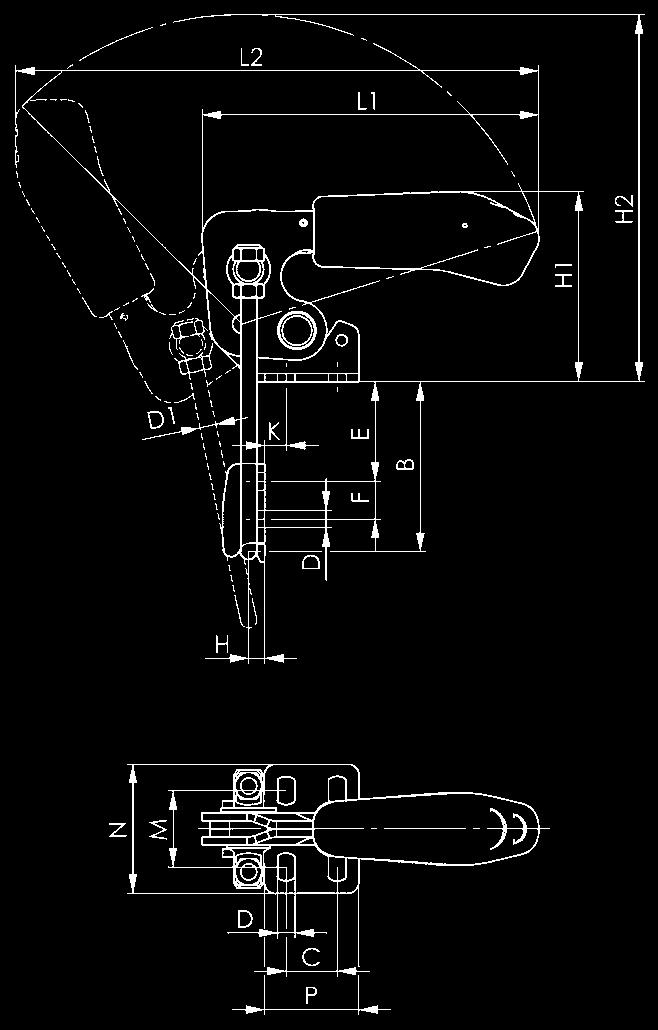 Attrezzi di bloccaggio rapido in acciaio inossidabile Nr. 6848VNI Attrezzo di chiusura verticale In acciaio inossidabile lucidato. Rivetti che scorrono in bussole di supporto lubrificate.