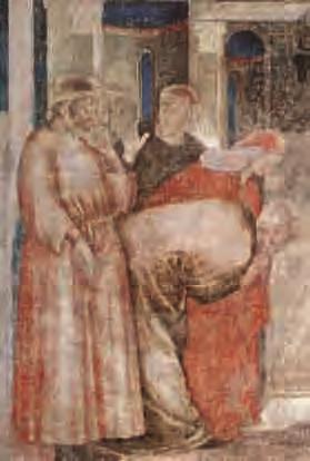 Giotto> Ascensione di S. Giovanni Evangelista _ (part.), ca 1315-1320, Firenze, S. Croce, Cappella Peruzzi Masaccio> Tributo _ (part.