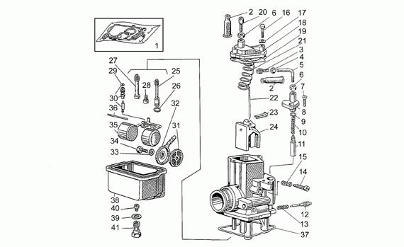 Carburatore II 32 1 Busta guarnizioni - - - - 39939900 2 2 Cappuccio - - - - 39939900 4 3 Vite tendifilo - - - - 53937200 2 4 Dado - - - - 19938880 2 5 Tubo - - - - 49938900 2 6 Dado - - - - 12937300