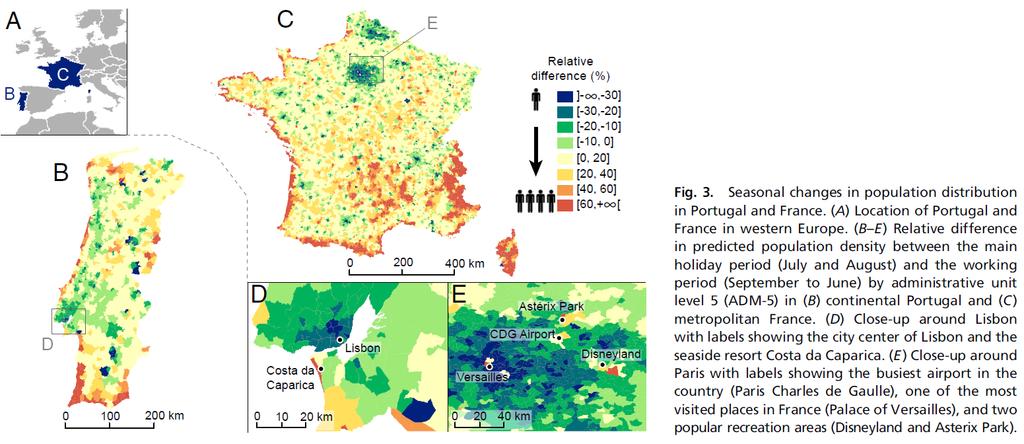 Dynamic population mapping using mobile phone data Deville et al. (2014).