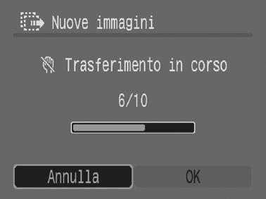 Tutte le immagini Nuove immagini Immagini DPOF Seleziona e trasf. Sfondo Trasferisce e salva tutte le immagini sul computer.