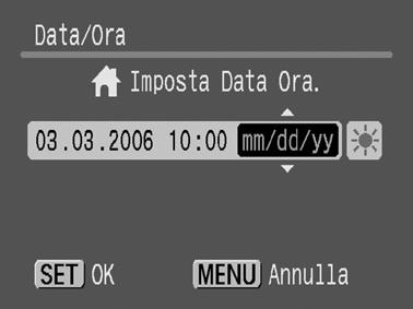 Impostazioni per il primo utilizzo Impostazione di data e ora 4 1. Premere il pulsante di accensione ( ). 2.