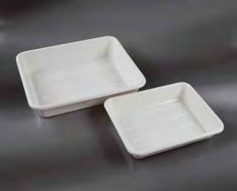 Sopporta temperature fino a +121 C. Disponibile nei colori bianco e rosso. Ø MM 10811 160 10812 140 In PVC, stackable. In PVC, impilabili. DEEP TRAYS BACINELLE ANTIACIDO DIM. INT. MM DIM. ET.