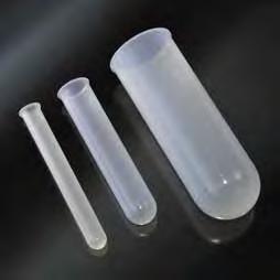 CYLINDRICAL TEST TUBES PROVETTE CILINDRICHE IN POLIPROPILENE Opaque, non graduated, with rim, autoclavable, resistant to acids, to concentrated solvents and to temperatures up to +121 C.