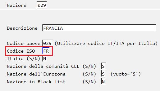 1.4 CONTROLLO NAZIONI Per le anagrafiche italiane la nazione è di norma vuota. Per le anagrafiche estere la Nazione deve essere indicata ed è necessario che nella Nazione sia indicato il Codice Iso.