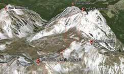 Corno Grande - Vetta Occidentale (2912 mt) per la direttissima Difficoltà: AF (alpinistica facile con passaggi di I-II grado) Dislivello +/- 800 mt Sviluppo +/- 9,3 Km Tempo di percorrenza: 4:30 ore