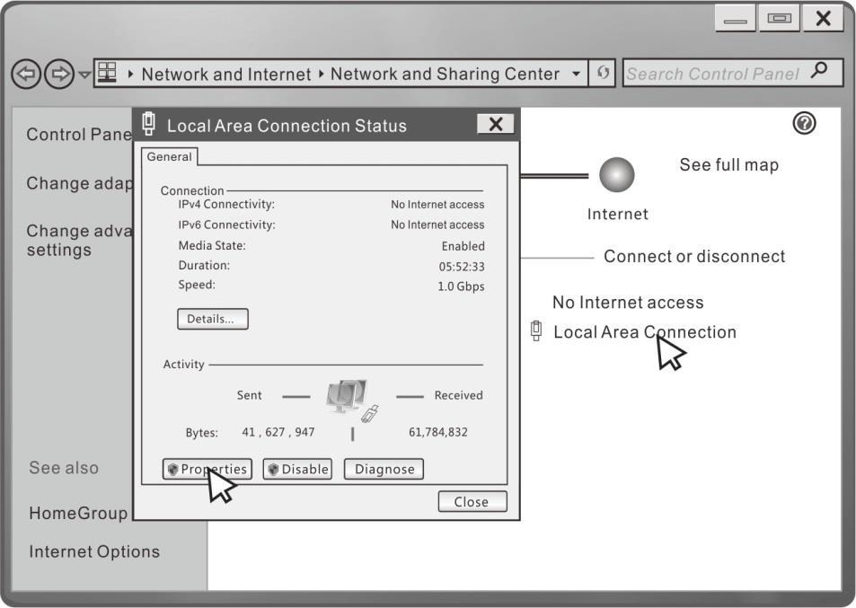 Apri connessioni di rete e condivisione.